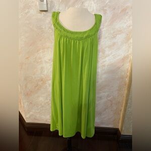 Bright Lime Green Sleeveless Smocked Neck Dress beach Coverup 3X
